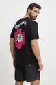 μαύρο Βαμβακερό μπλουζάκι Guess FLOWER Ανδρικά