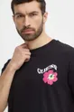 μαύρο Βαμβακερό μπλουζάκι Guess FLOWER