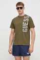 Bombažna kratka majica Guess zelena