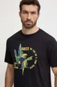 czarny Guess t-shirt bawełniany PARROTS Męski