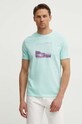 United Colors of Benetton t-shirt bawełniany turkusowy 3F98U1092