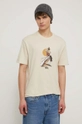 beżowy Quiksilver t-shirt bawełniany