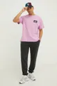 Хлопковая футболка Quiksilver фиолетовой