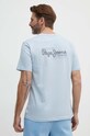 Oblečení Bavlněné tričko Pepe Jeans SINGLE CLIFORD PM509367 modrá
