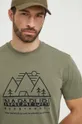 πράσινο Βαμβακερό μπλουζάκι Napapijri S-Faber