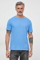 Odzież Tommy Hilfiger t-shirt z domieszką lnu UM0UM03226 niebieski