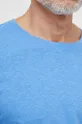 Tommy Hilfiger t-shirt z domieszką lnu niebieski UM0UM03226