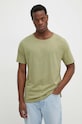 Tommy Hilfiger t-shirt z domieszką lnu zielony UM0UM03226