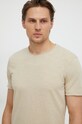 Sisley t-shirt bawełniany beżowy 3WF0S101K
