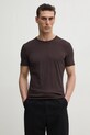 Bavlněné tričko Sisley hladký hnědá 3WF0S101K