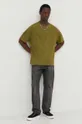 Bavlnené tričko American Vintage T-SHIRT ML COL ROND zelená