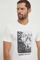 beżowy Desigual t-shirt bawełniany TORN Męski