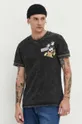 Βαμβακερό μπλουζάκι Desigual x Disney μαύρο