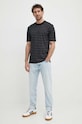 Sisley t-shirt bawełniany 3QPBS103C czarny SS24
