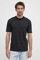 Sisley t-shirt bawełniany czarny 3QPBS103C