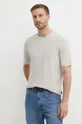 beżowy Sisley t-shirt lniany