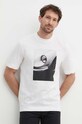 Sisley t-shirt bawełniany beżowy 3WF0S103M