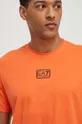 oranžna Bombažna kratka majica EA7 Emporio Armani