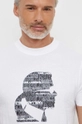 beżowy Karl Lagerfeld t-shirt bawełniany