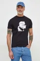 Bombažna kratka majica Karl Lagerfeld črna