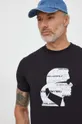 črna Bombažna kratka majica Karl Lagerfeld