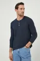 Bavlnené tričko s dlhým rukávom Marc O'Polo tmavomodrá