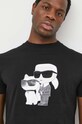 Karl Lagerfeld t-shirt bawełniany nadruk czarny 542241.755061