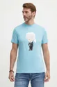 modra Bombažna kratka majica Karl Lagerfeld