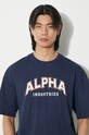 Бавовняна футболка Alpha Industries College 146501 темно-синій