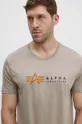 beżowy Alpha Industries t-shirt bawełniany Label