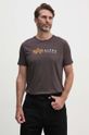 Памучна тениска Alpha Industries Label кафяв 118502