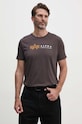 Alpha Industries t-shirt bawełniany Label brązowy 118502
