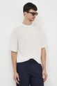 Calvin Klein t-shirt z domieszką jedwabiu beżowy K10K112852