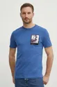 niebieski Calvin Klein t-shirt bawełniany