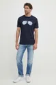 Βαμβακερό μπλουζάκι Michael Kors σκούρο μπλε
