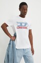 Diesel t-shirt bawełniany T-DIEGOR-K74 nadruk biały A12502.0GRAI