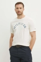 beżowy Tommy Hilfiger t-shirt bawełniany