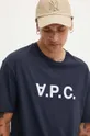 mornarsko modra Bombažna kratka majica A.P.C. T-Shirt River