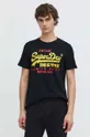 czarny Superdry t-shirt bawełniany