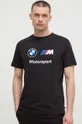 μαύρο Βαμβακερό μπλουζάκι Puma x BMW  BMW
