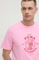 μωβ Βαμβακερό μπλουζάκι Puma