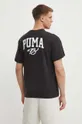 Bombažna kratka majica Puma črna
