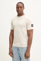 Bavlnené tričko Calvin Klein Jeans jednofarebný béžová J30J323484