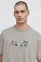 béžová Bavlnené tričko Abercrombie & Fitch