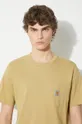 μπεζ Βαμβακερό μπλουζάκι Carhartt WIP S/S Pocket T-Shirt
