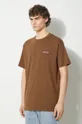 brązowy Carhartt WIP t-shirt bawełniany S/S Script Embroidery T-Shirt