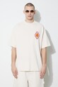 Marcelo Burlon t-shirt bawełniany Macrame Cross Patch Over beżowy CMAA054S24JER0050C23