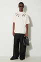 Βαμβακερό μπλουζάκι Marcelo Burlon Collar Feathers Over CMAA054S24JER0060C10 μπεζ SS24