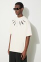 Βαμβακερό μπλουζάκι Marcelo Burlon Collar Feathers Over μπεζ CMAA054S24JER0060C10
