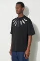 black Marcelo Burlon cotton t-shirt Collar Feathers Over